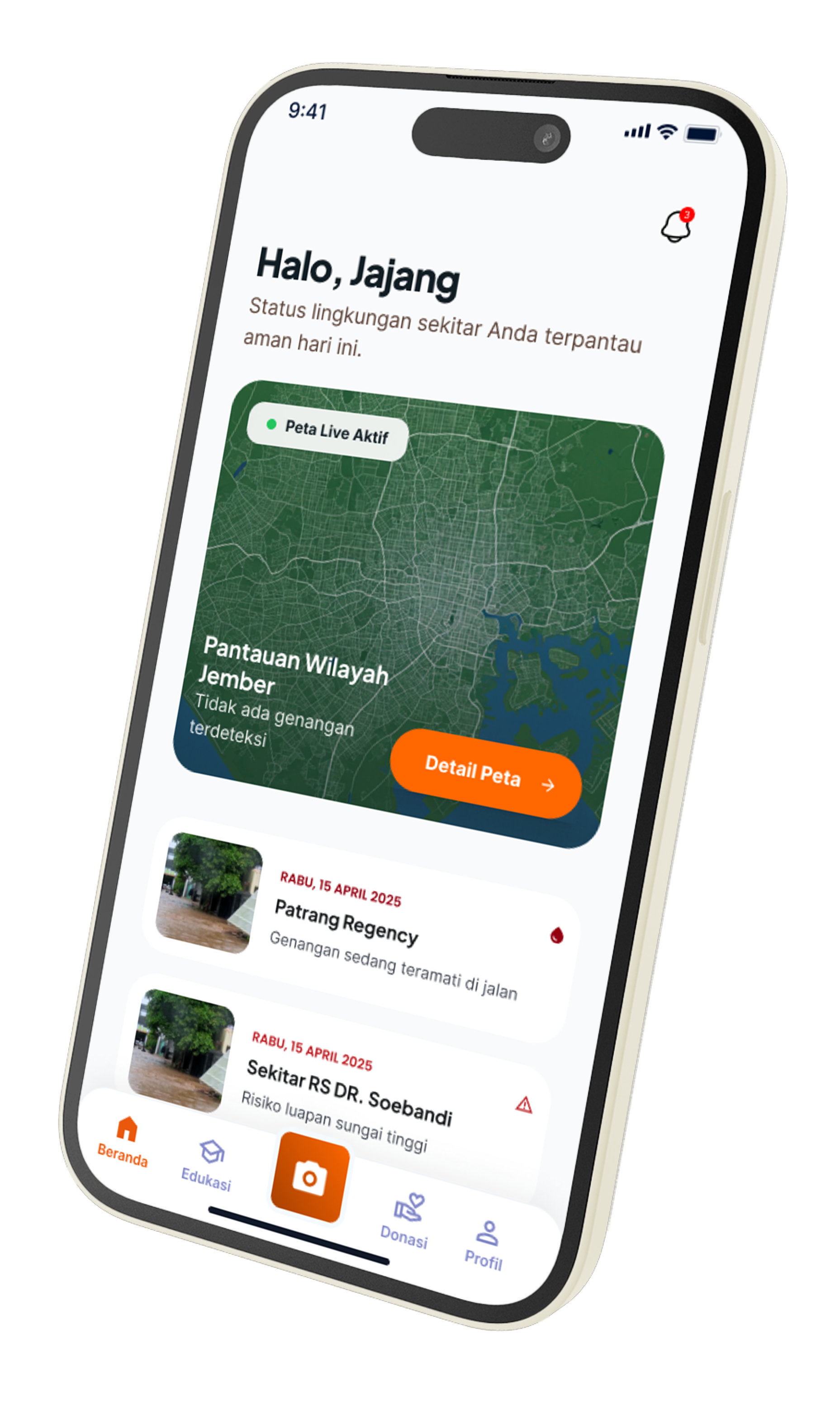 FloodCare mobile app mockup